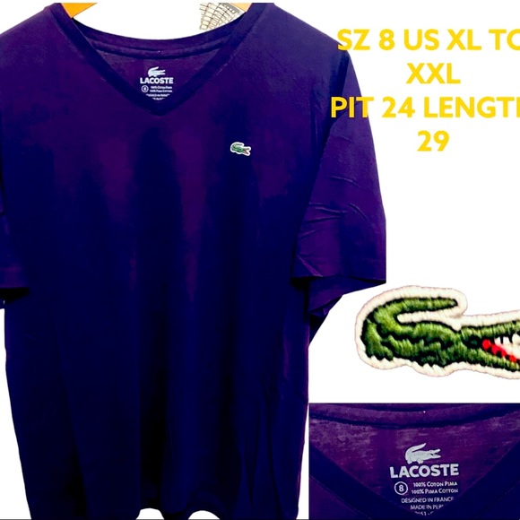 Lacoste Other - LACOSTE MENS NWOT PURPLE SZ 8 GORGEOUS V-NECK PIT 24 LENGTH 29 5191L MODEL